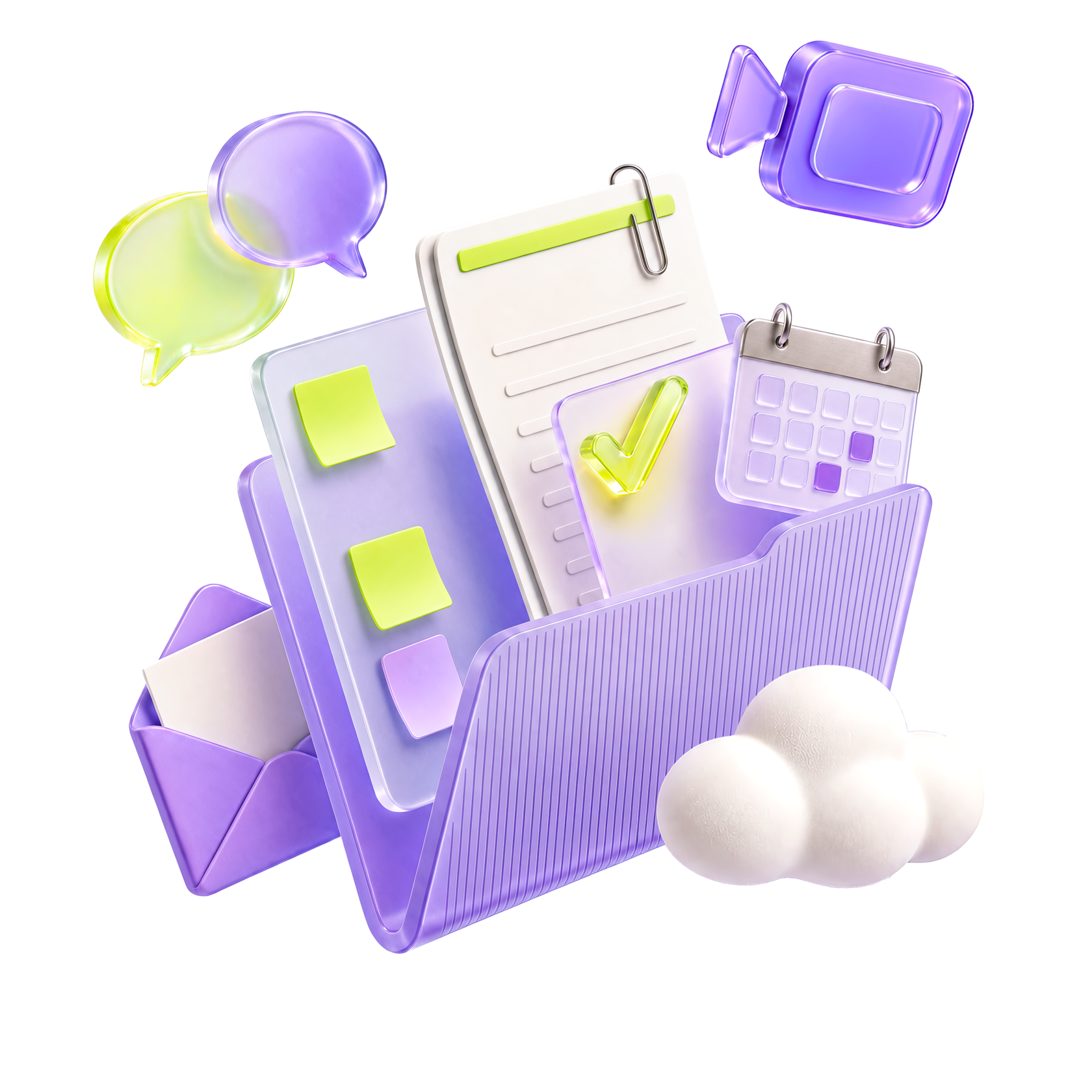 3D-иллюстрация сервисов МТС Линк