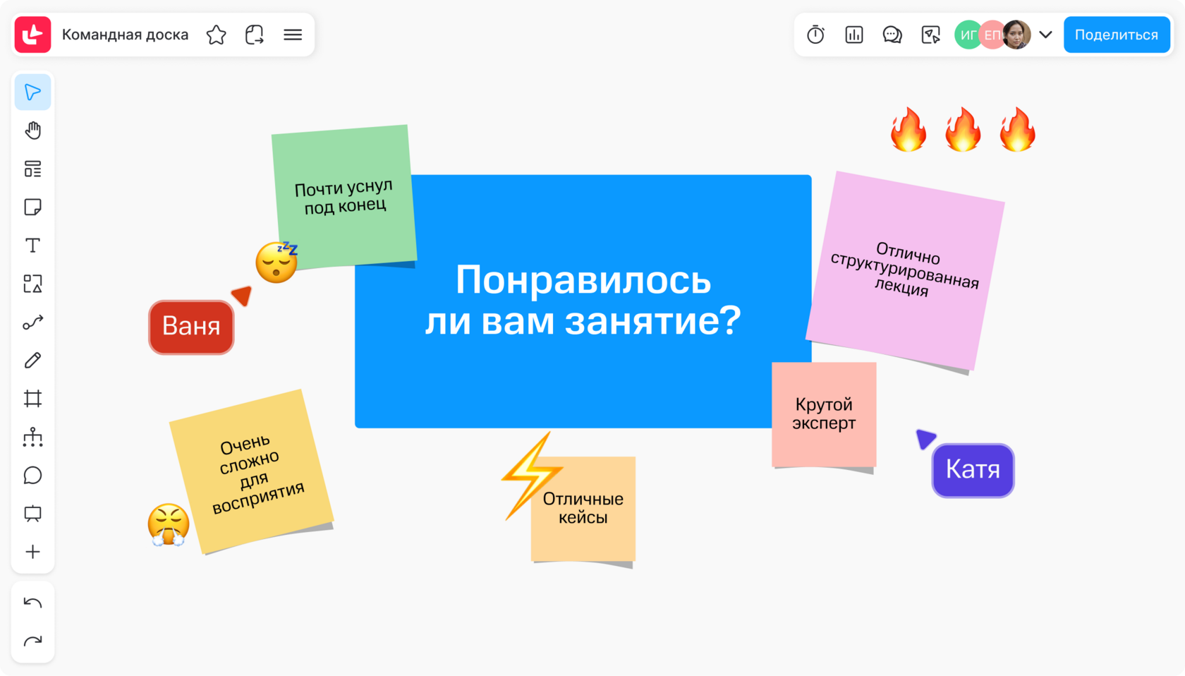 Стикеры на виртуальной доске